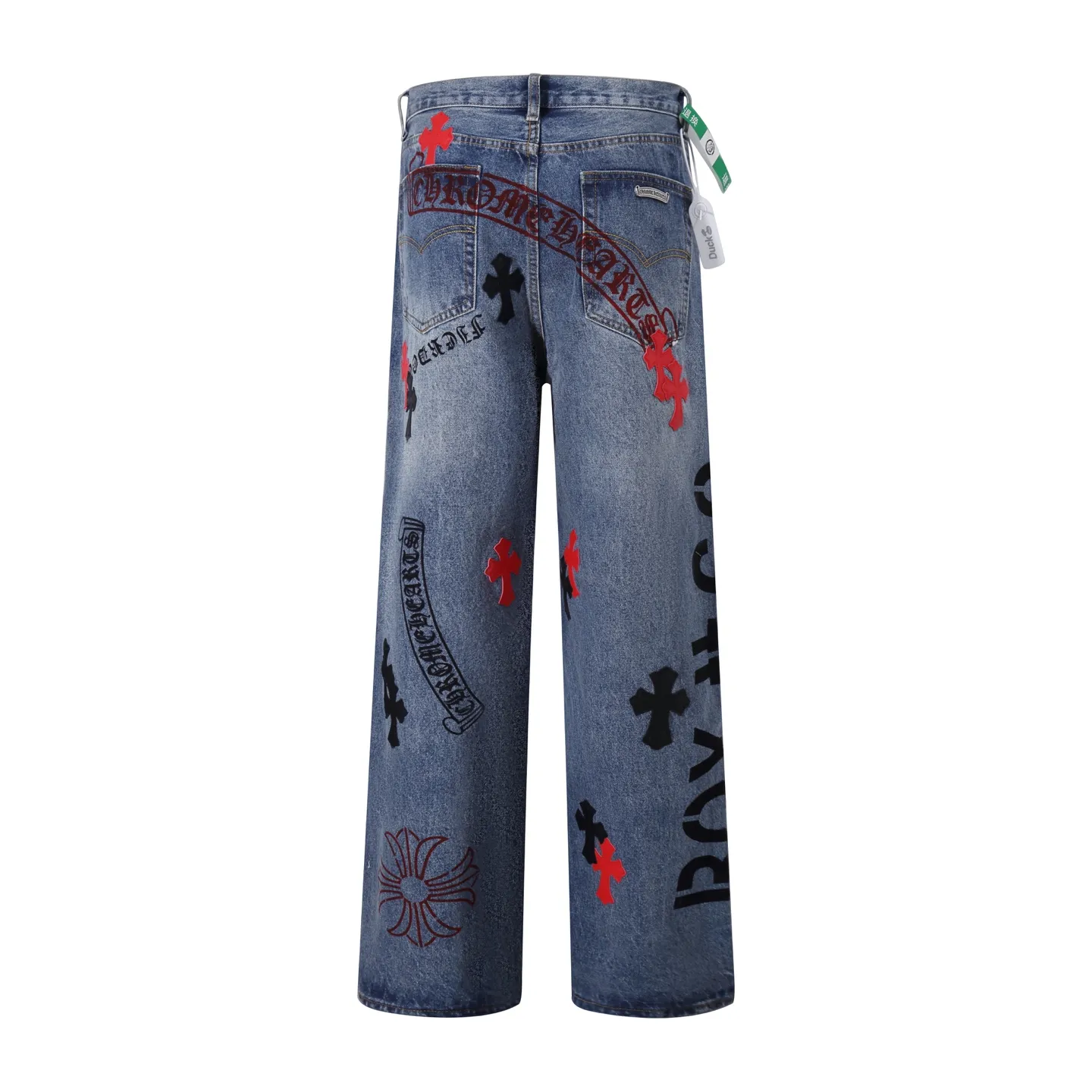 P260 Style No.: H97 Croxin & 𝐂𝐡𝐫𝐨𝐦𝐞 𝐇𝐞𝐚𝐫𝐭 Pingtai SS25 blue and red printed jeans. Styles with different wash textures are very friendly to people with thin legs. The slightly flared version perfectly modifies the leg shape. The timeless and moderate length makes it easy to match and match. It is the basis for various styles and is a must-have in your wardrobe! The fabric is stiff but also makes the upper body soft without losing texture. The washing process is even more perfect. It is a must-have item for everyone! ! ! Washed wheat, hang tag, pants label, three labels complete Color: blue Size: 28-30-32-34-36